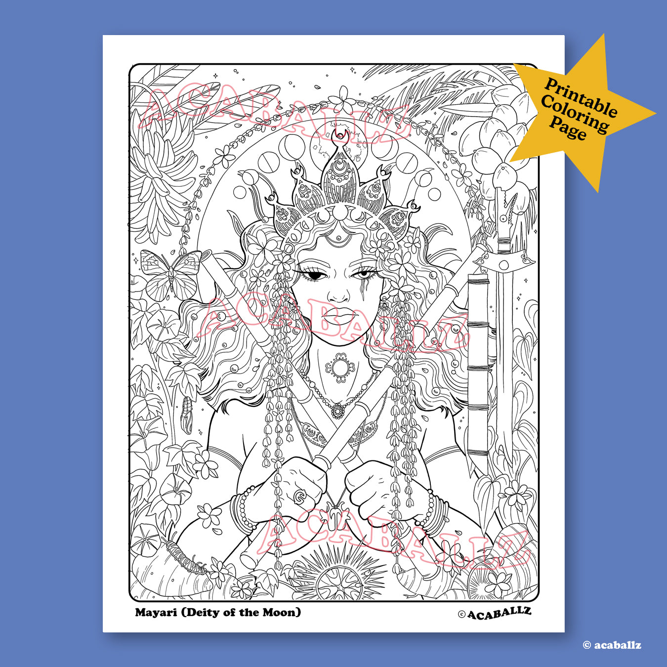 Mayari Coloring Page ★ Digital Download