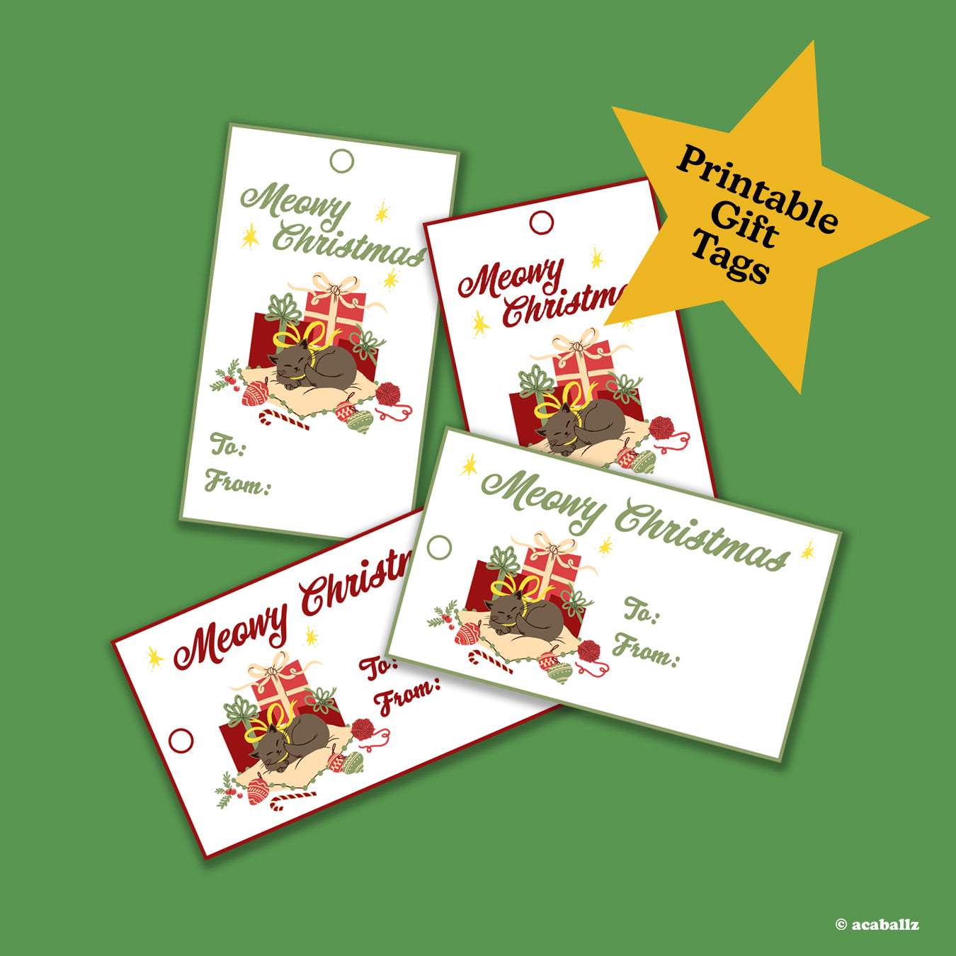 Digital Download ★ Meowy Christmas Gift Tags