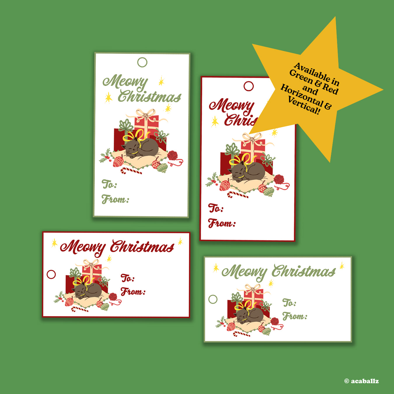 Digital Download ★ Meowy Christmas Gift Tags