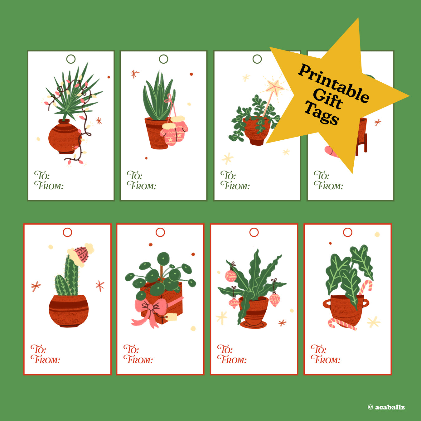 Digital Download ★ Silent Plant Gift Tags