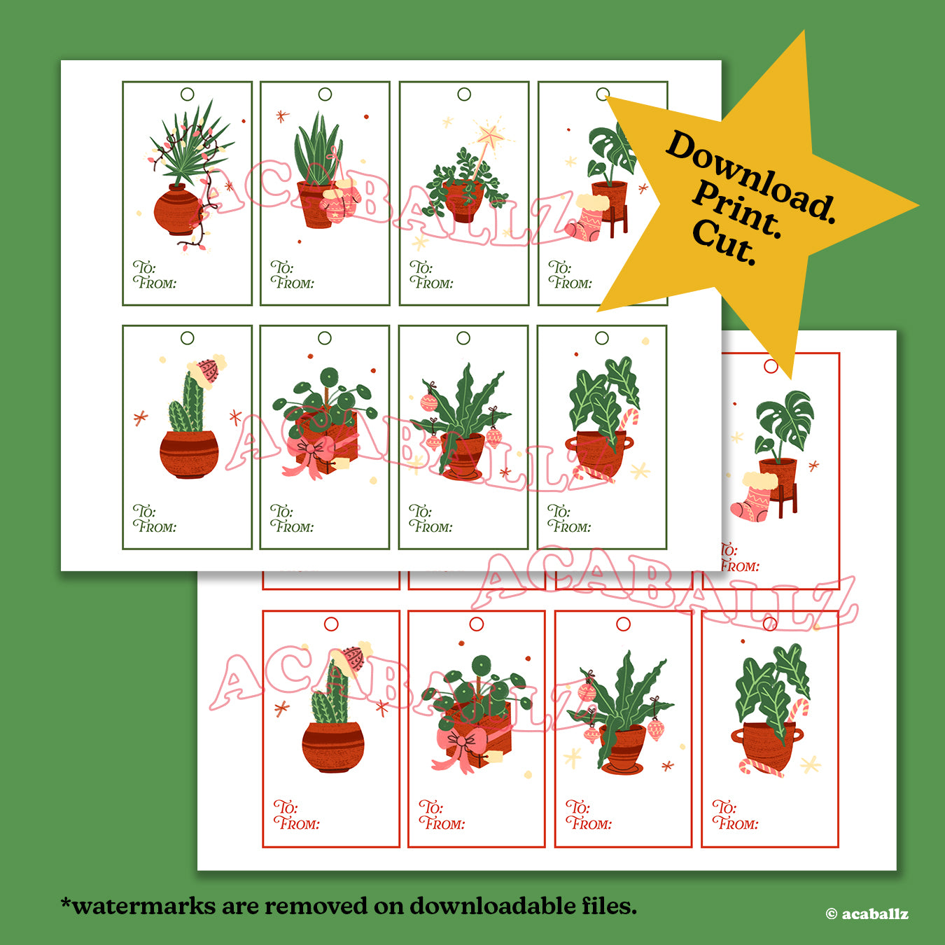 Digital Download ★ Silent Plant Gift Tags