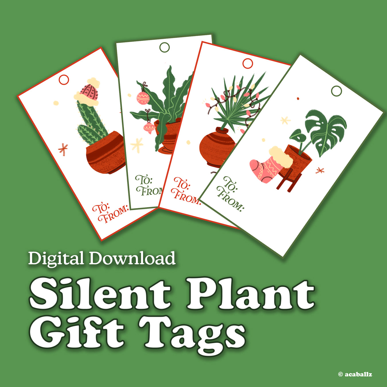 Digital Download ★ Silent Plant Gift Tags