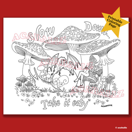 Slow Down Coloring Page ★ Digital Download